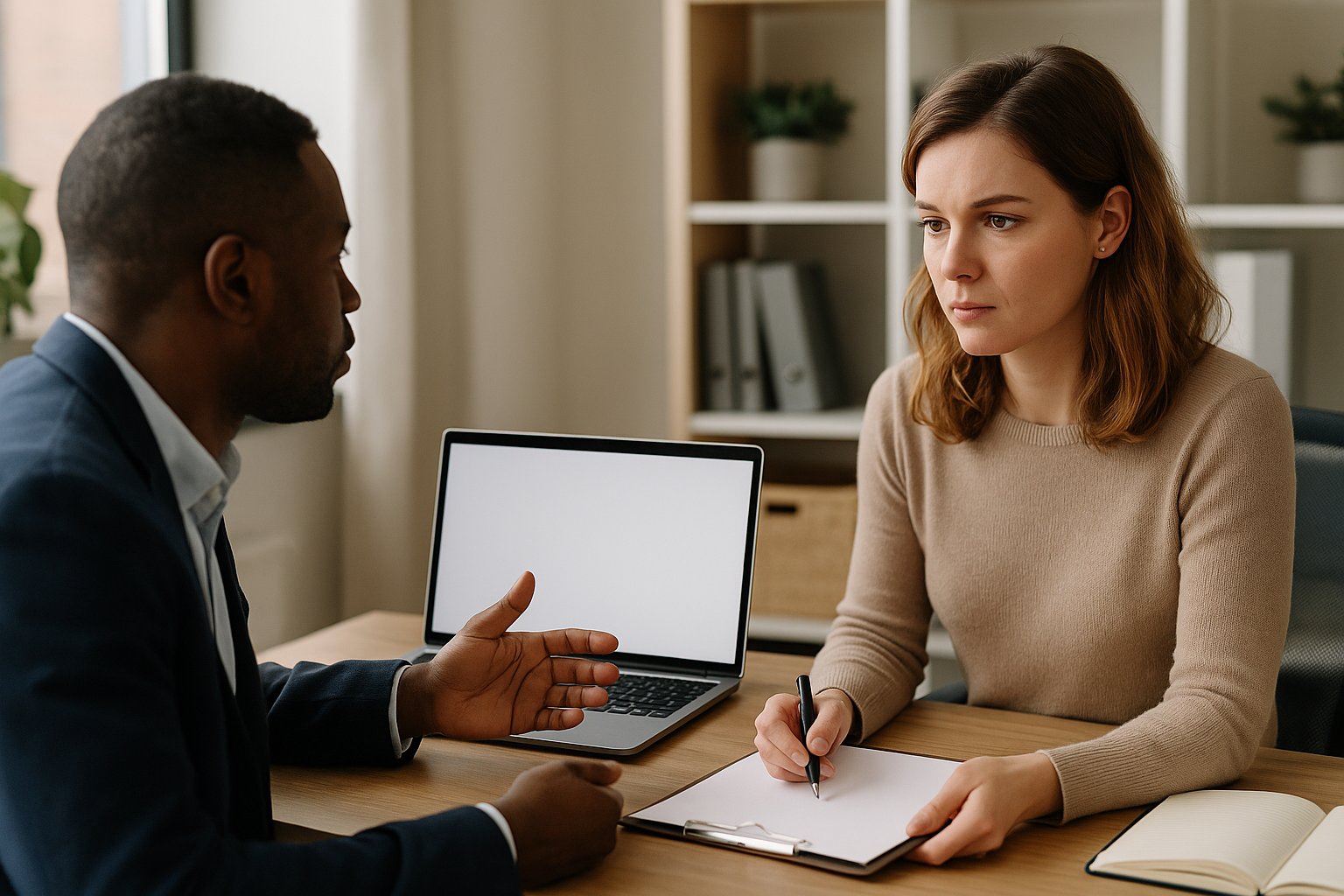 Professional comparing resume writing and LinkedIn profile services using notes and a laptop.