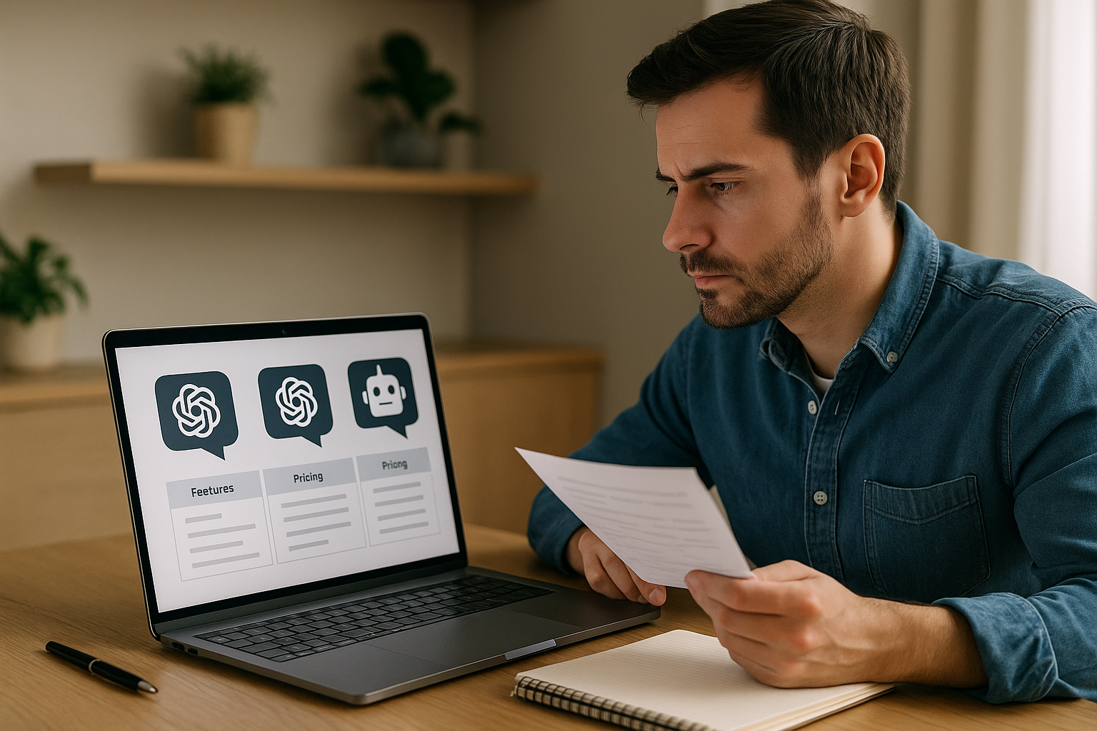 A distinctive real-world AI income strategies for beginners scene directly illustrating Comparing Popular AI Chatbot Platforms for Generating Income: Features and Pricing.