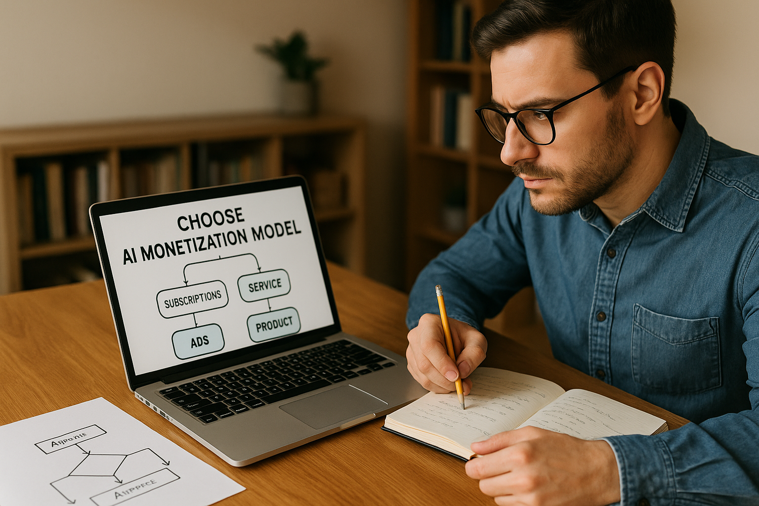 A distinctive real-world AI income strategies for beginners scene directly illustrating How to Choose the Right AI Monetization Model for Your Learning Style.