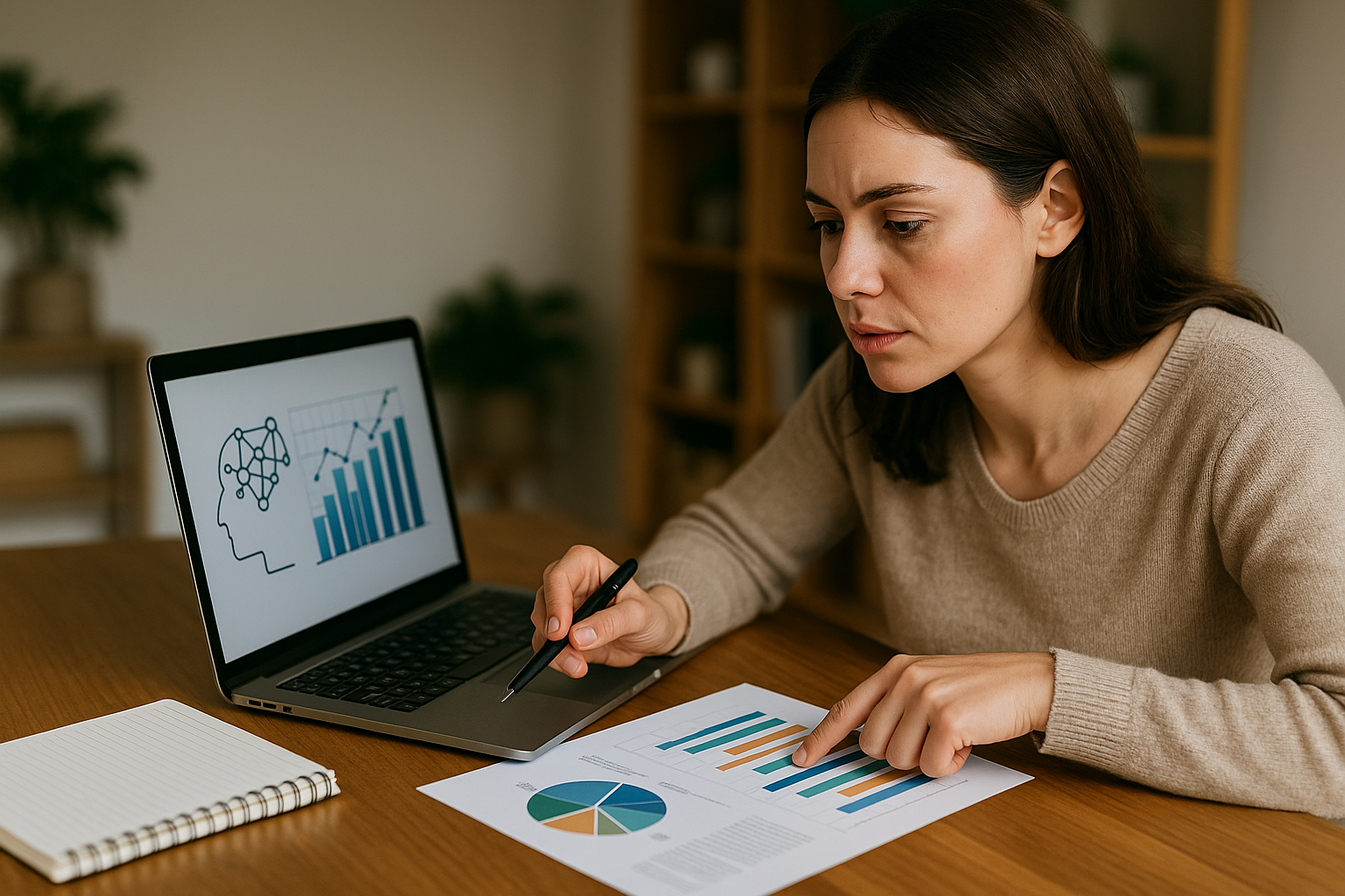 A distinctive real-world AI income strategies for beginners scene directly illustrating How to Use AI-Driven Market Research to Discover Untapped Income Opportunities.