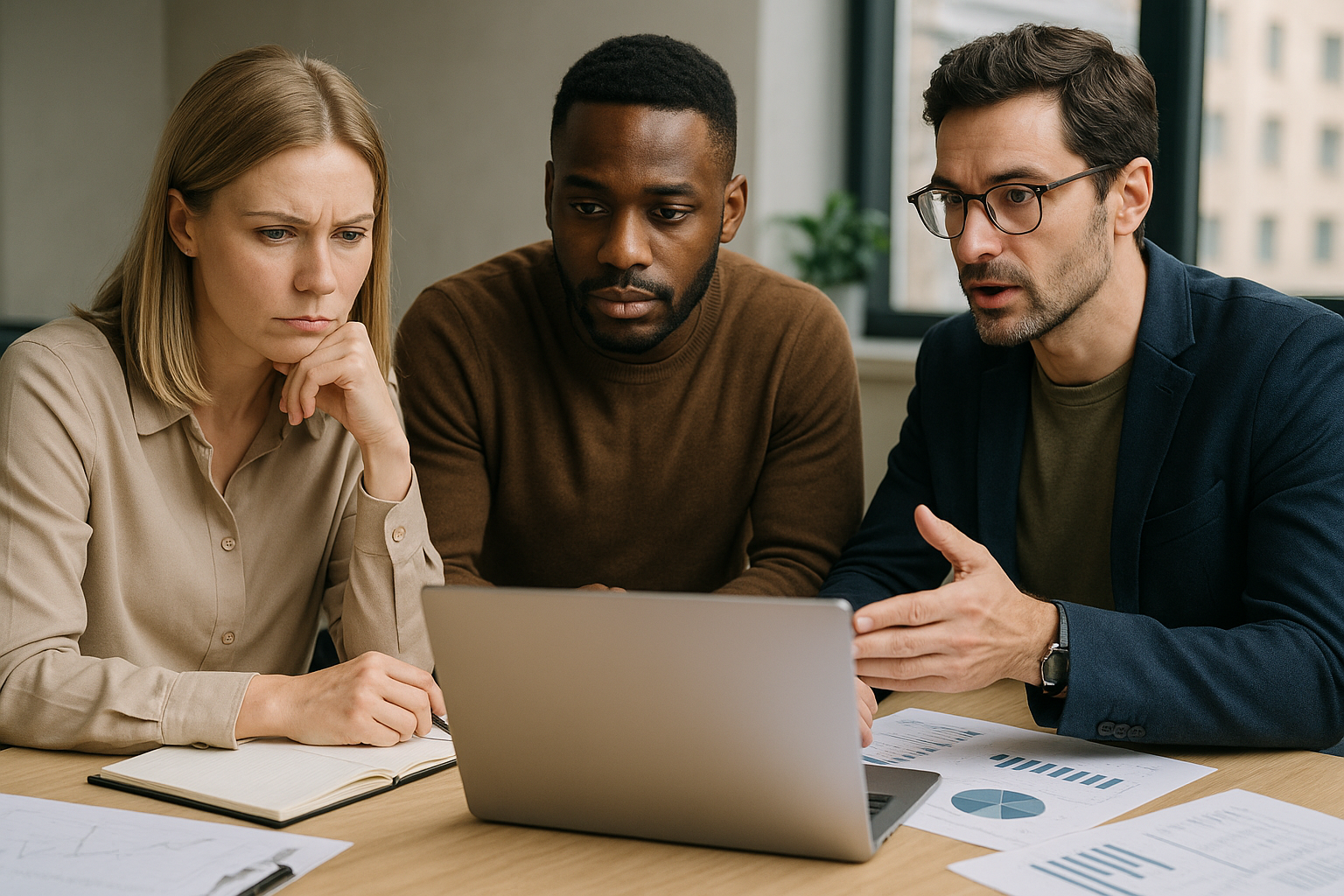 Freelancer using a laptop, documents, and planning materials while working through a practical Leveraging AI to Build Scalable Income Streams Beyond Freelance Work workflow.